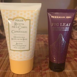 A set of body creams Beekman Fig Leaf hand cream and Perlier body cream